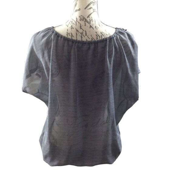 Women’s‎ Maurice’s Navy Blue and White Sheer Blouse Size Large - Picture 3 of 9